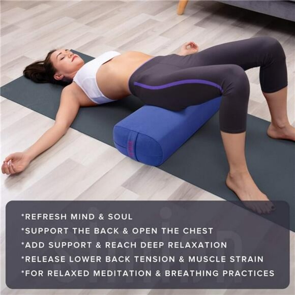 Simian Rectangular Yoga Bolster Cushion Velvet Cover for Meditation Support - Picture 7 of 8